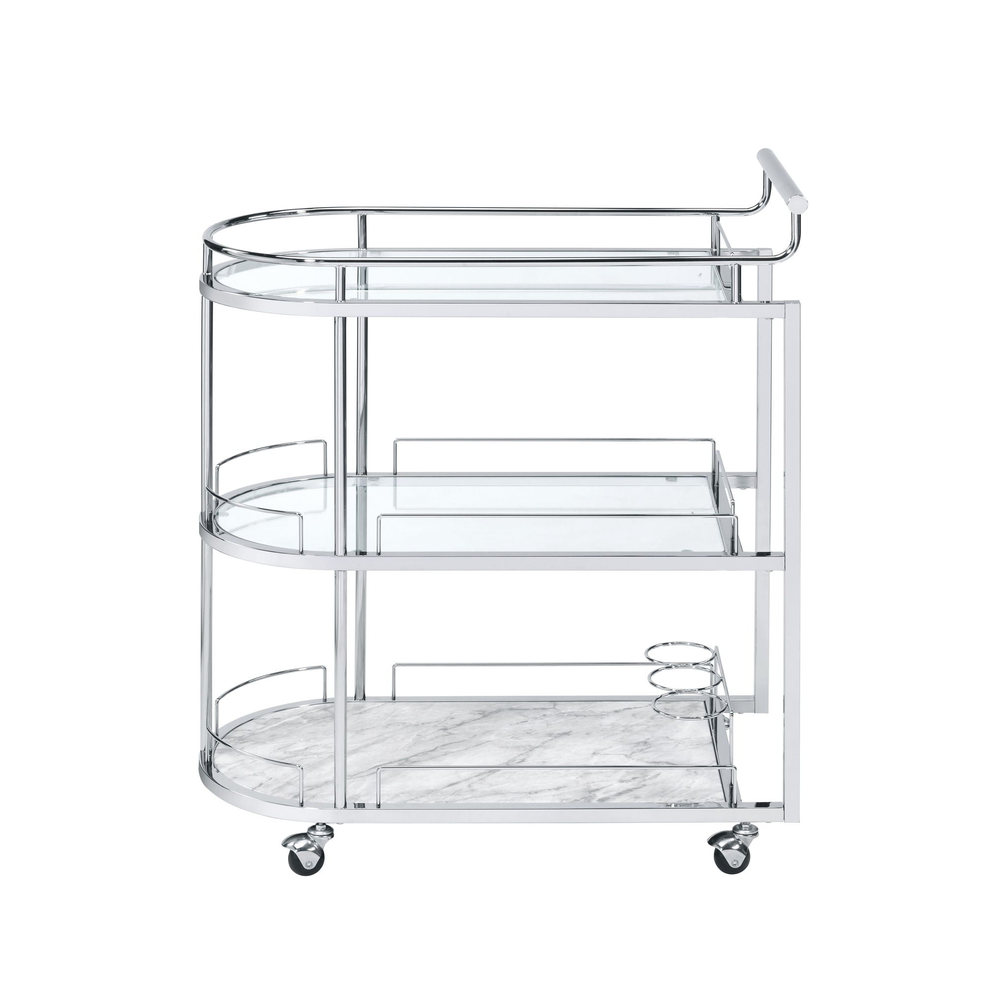 Inyo - Carrito de servicio - Acabado en vidrio transparente y cromo