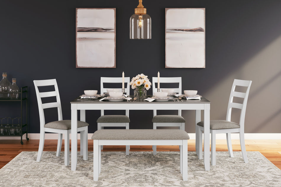 Stonehollow - Rectangular Drm Table Set (Set of 6) - White / Gray