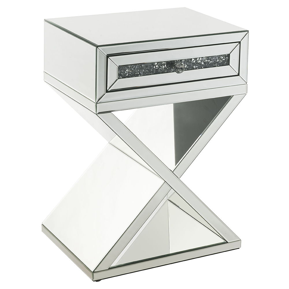 Noralie - Mesa auxiliar con base en forma de X - Plata perlada - Madera