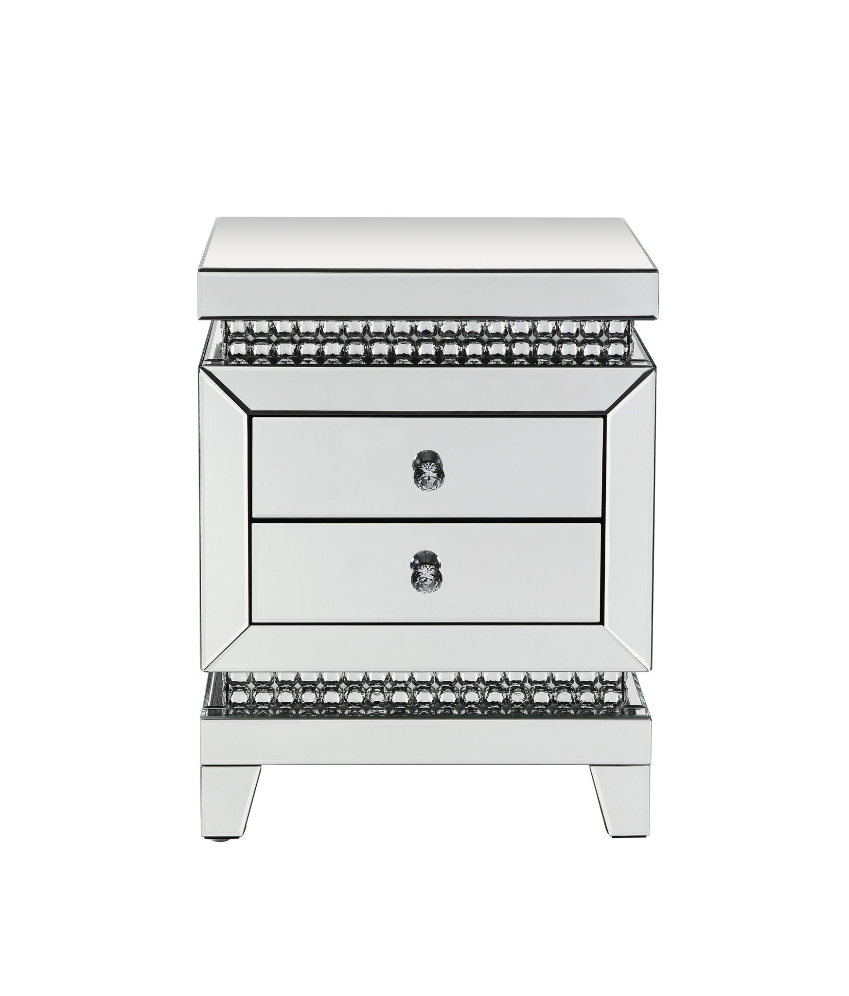 Mesa auxiliar Lotus con espejo y cristales de imitación incrustados, 24"