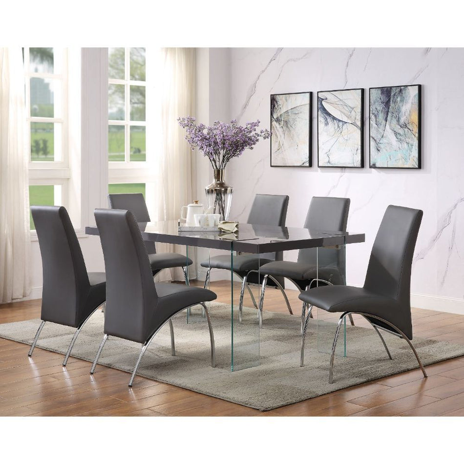 Noland - Mesa de comedor - Cristal transparente y de alto brillo gris