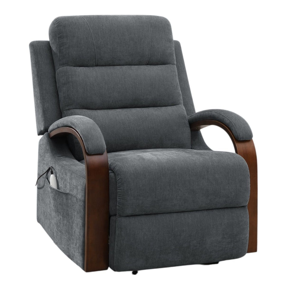 Kayla - Power Recliner With Lift & Heating & Massage - Gray Chenille