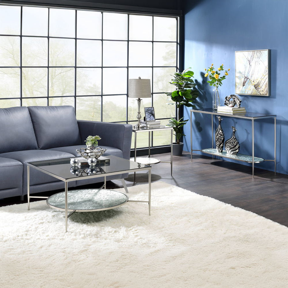 Adelrik - Mesa auxiliar - Acabado en vidrio y cromo