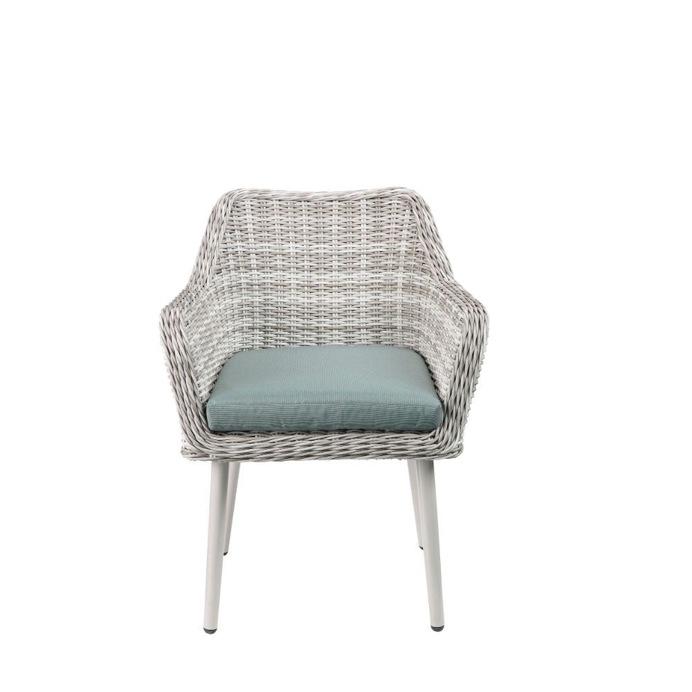 Tashay - 3 Piece Patio Bistro Set - Green Fabric & Beige Wicker