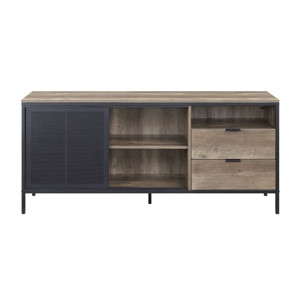 Nantan - Mueble de TV - Acabado en roble rústico y negro - 28"