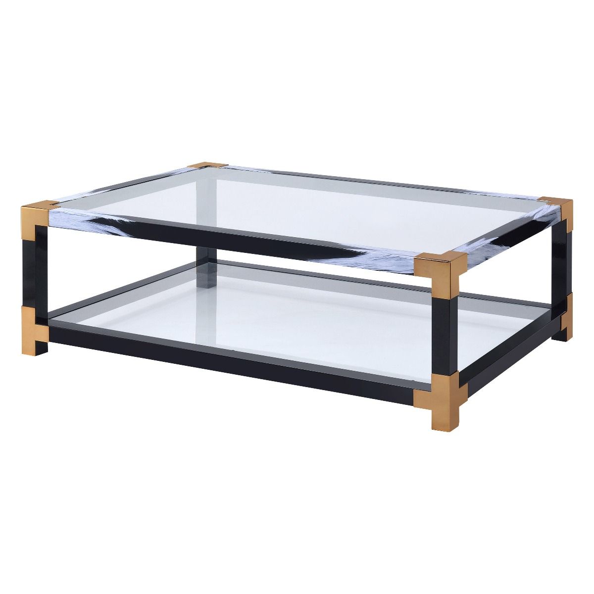 Lafty - Mesa de centro - Vidrio blanco cepillado y transparente