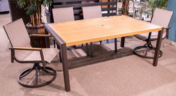 Carmel Highlands - Dark Brown - Rectangular Dining Table With Umbrella Option