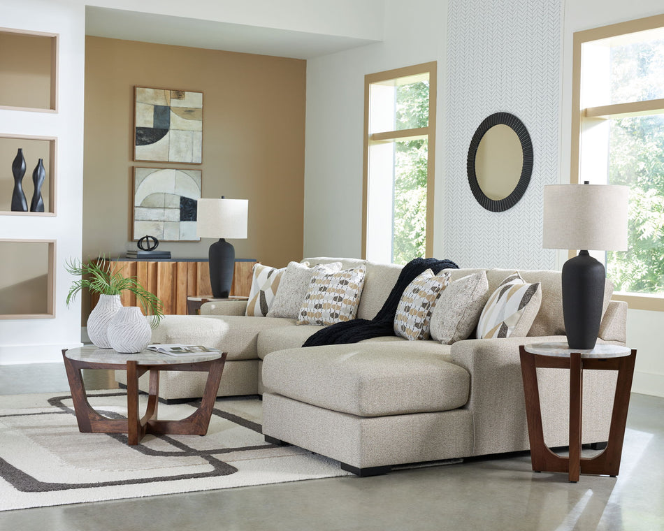 LaureLGrove - 3-Piece Double Chaise Sectional With Armless Loveseat - Pebble