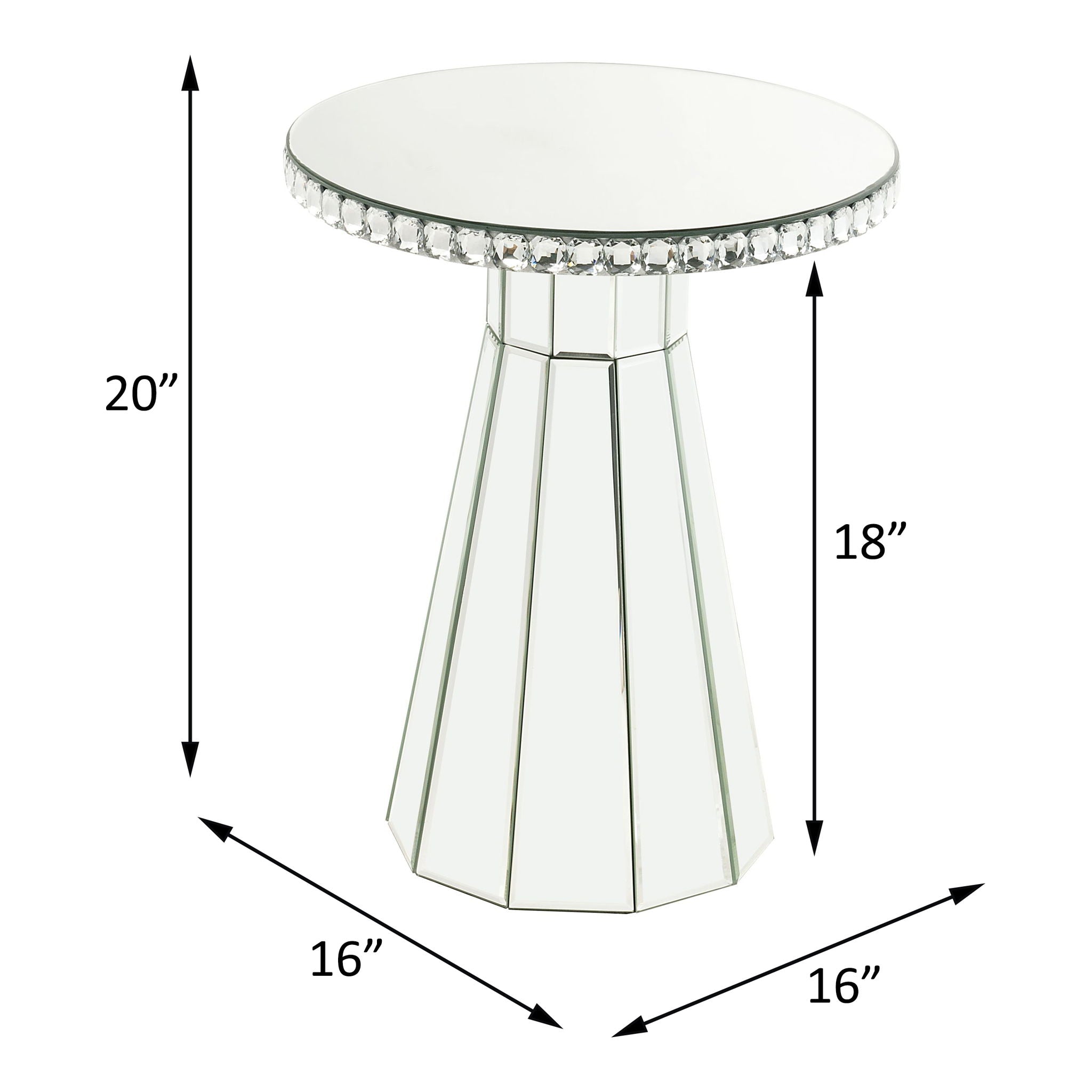 Mesa auxiliar Lotus con incrustaciones de cristales falsos y espejos, 20"