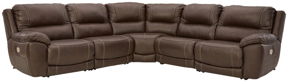 Dunleith - Chocolate - Seccional reclinable eléctrico de 5 piezas