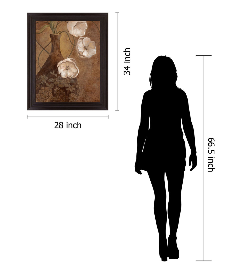 Floral Sepia Elegance - 28" x 34" Framed Wall Art