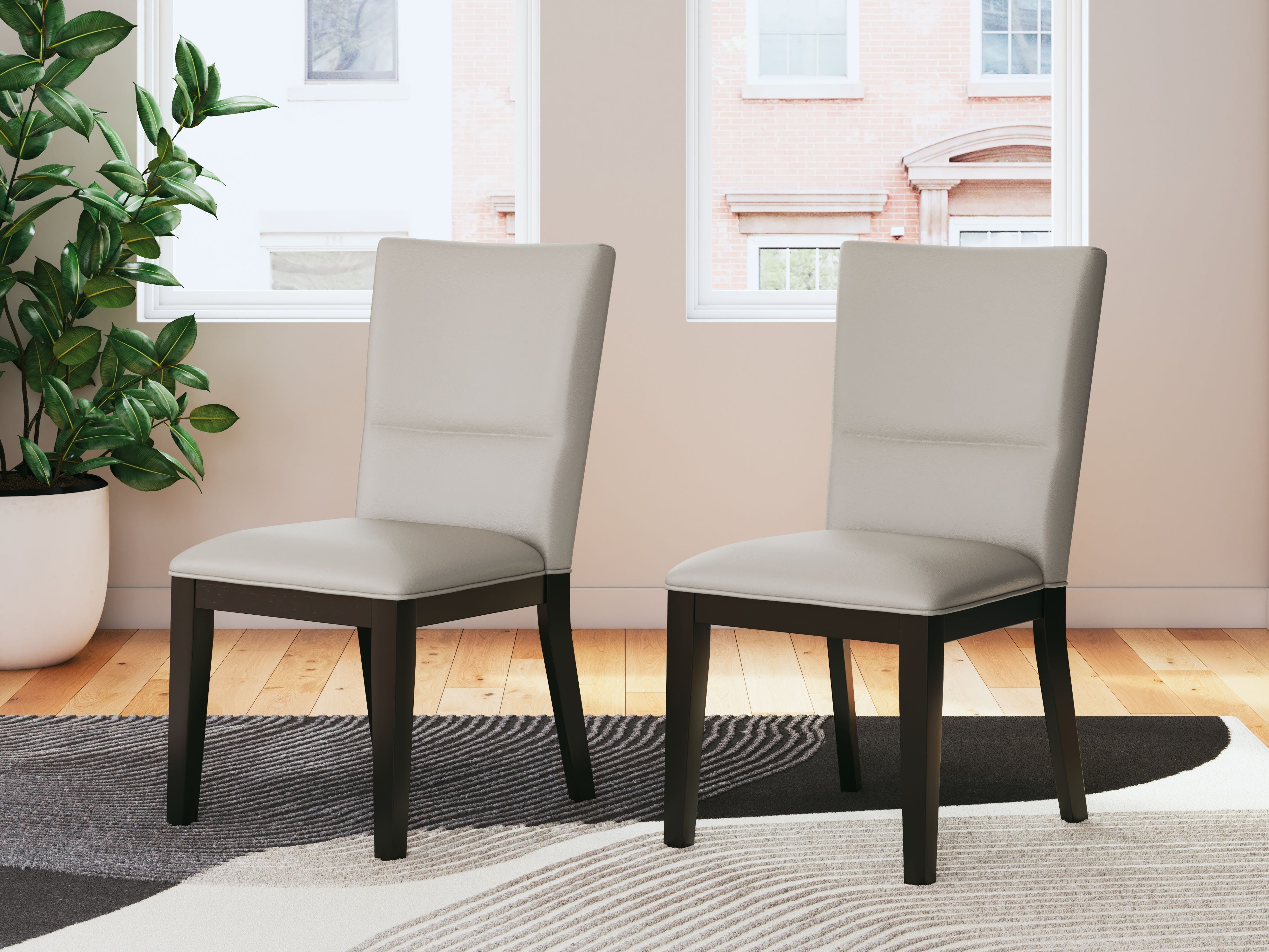 Glinari - Taupe / Negro - Silla de comedor tapizada (juego de 2)