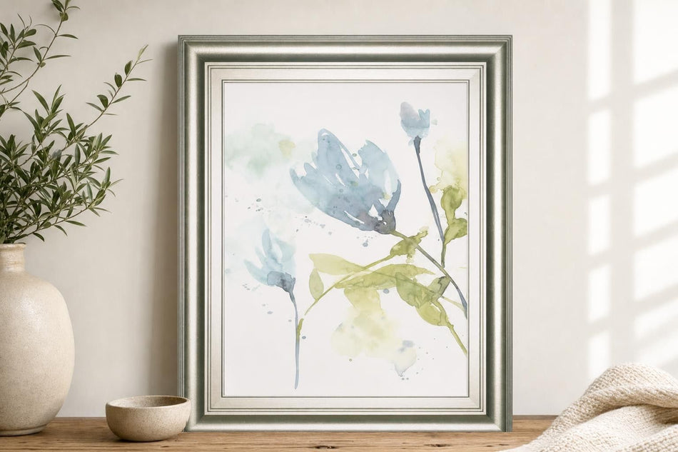 22x26 Cerulean Splash I By Jennifer Goldberger - Light Blue