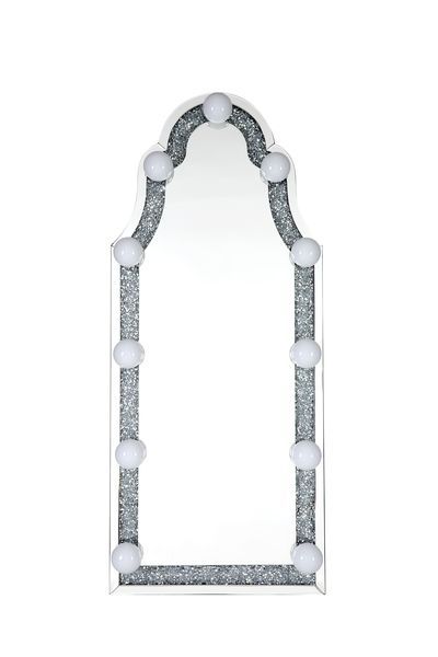 Noralie - Espejo de piso con acento - Espejo y diamantes falsos - Madera