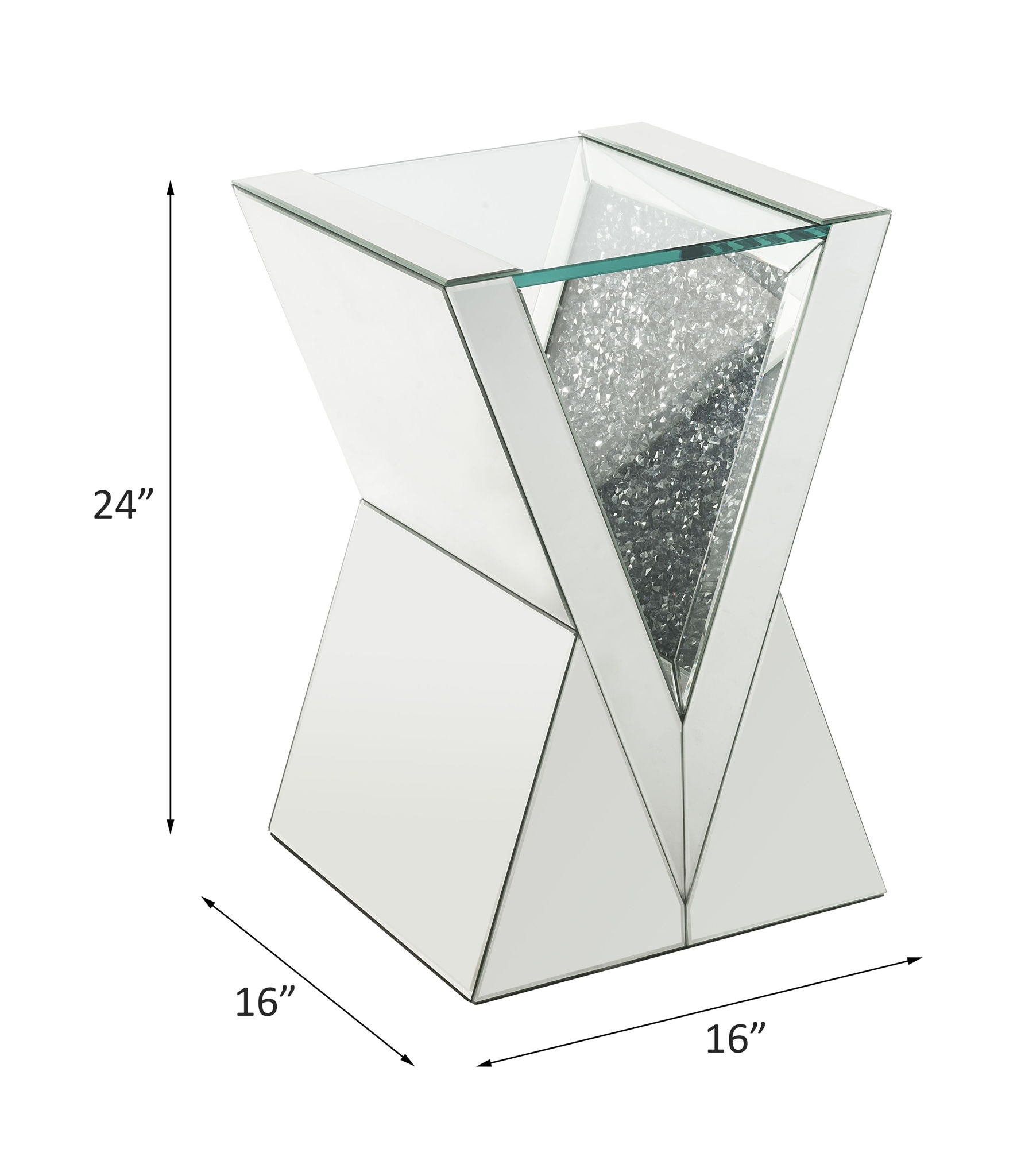 Noralie - Mesa auxiliar - Vidrio transparente, espejado y diamantes falsos