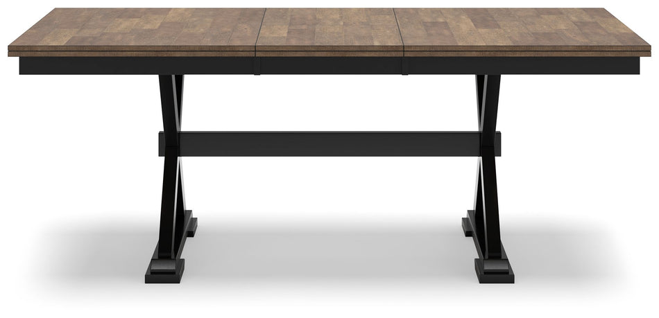 Mesa extensible de comedor rectangular Wildenauer - Marrón/Negro