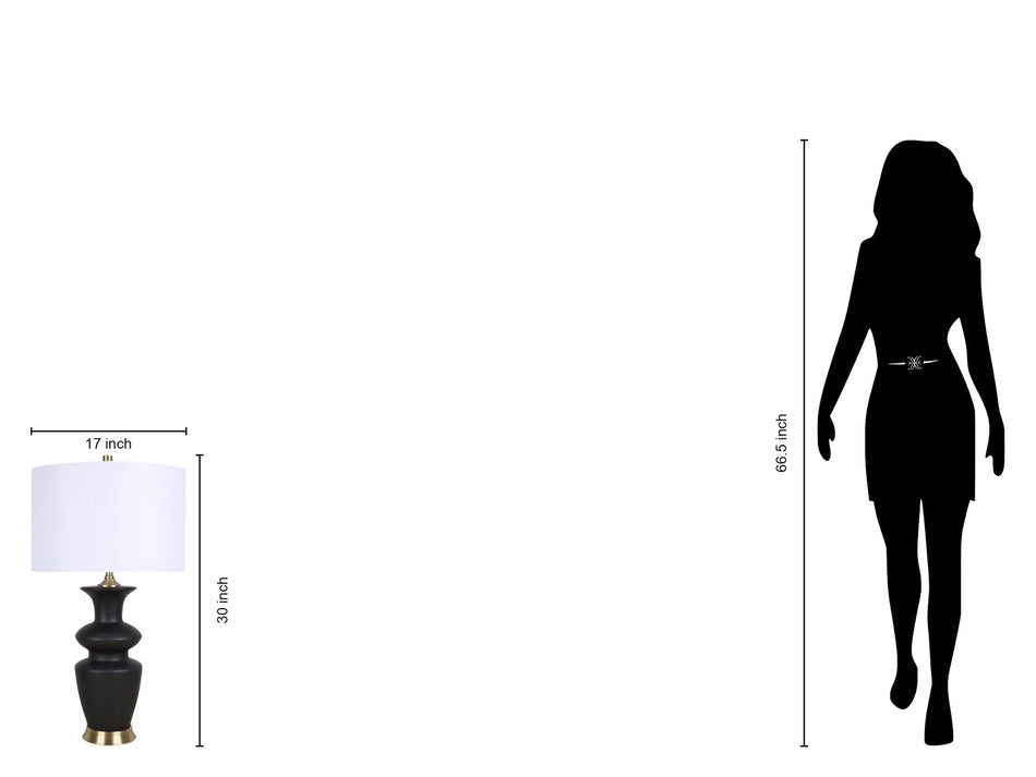 "Elegance Radiance" Ceramic Table Lamp (Set of 2) - Black / Soft Gold