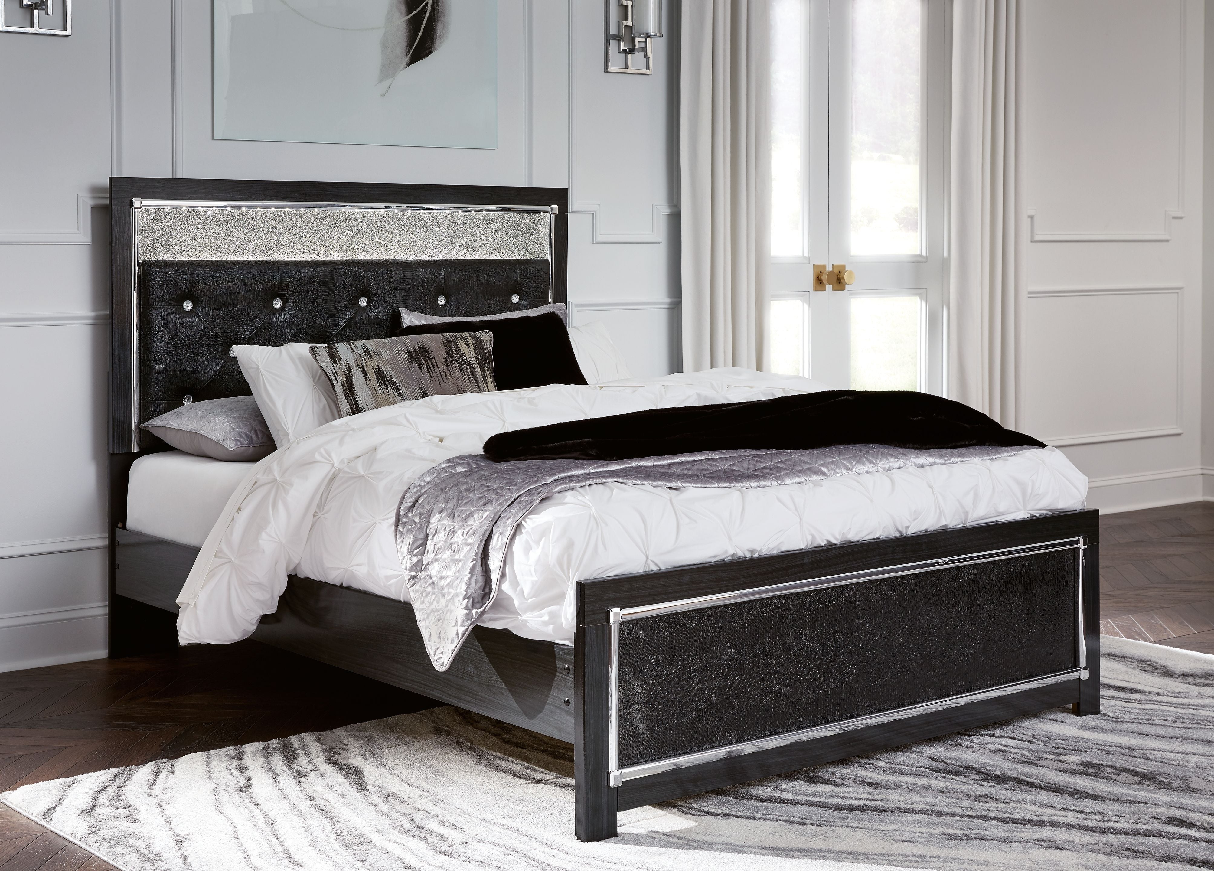 Kaydell - Cama con plataforma y paneles tapizados