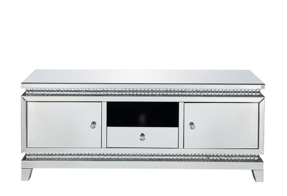 Lotus - TV Stand - Mirrored, Faux Ice Cube Crystals