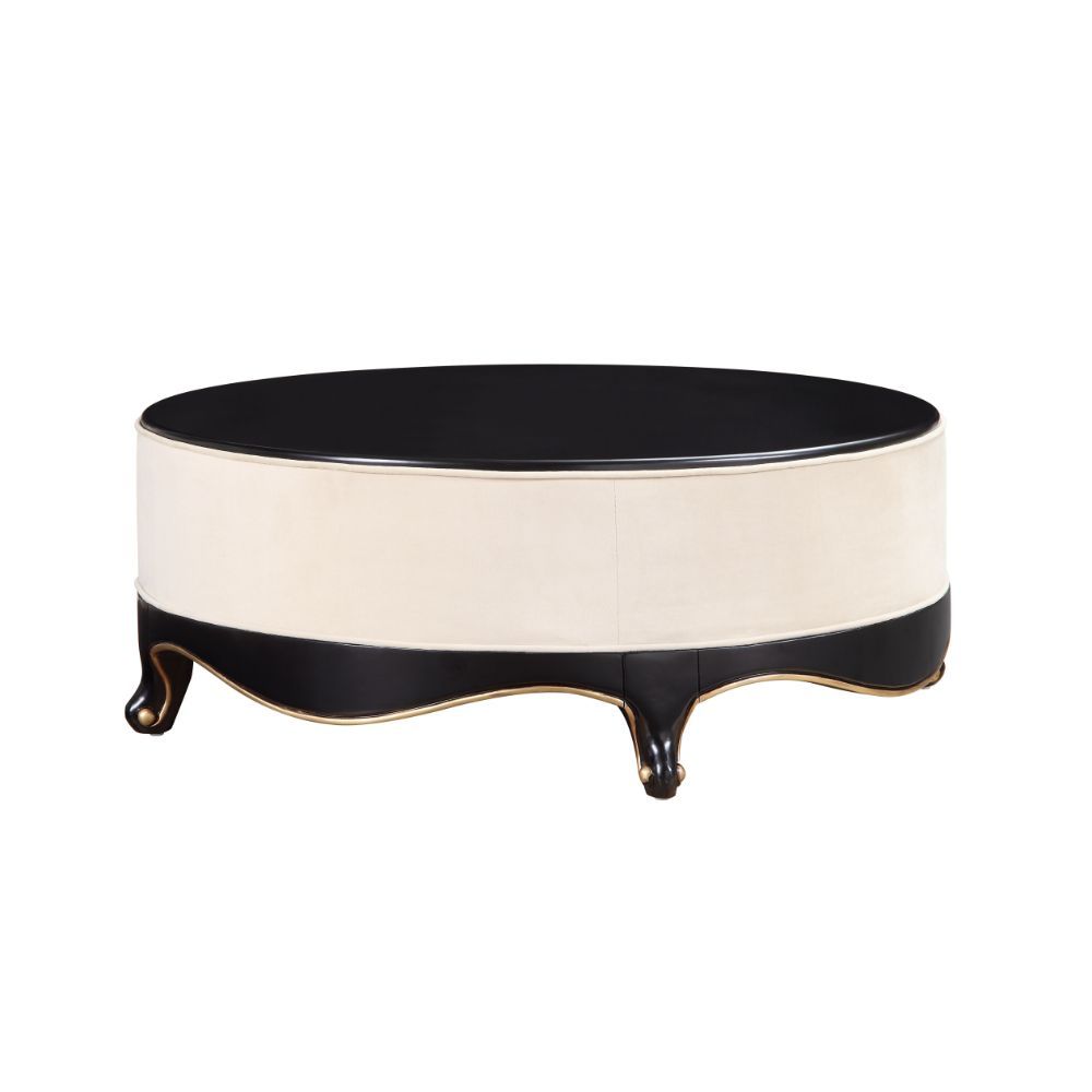 Sheridan - Mesa de cóctel - Tela color crema y negro