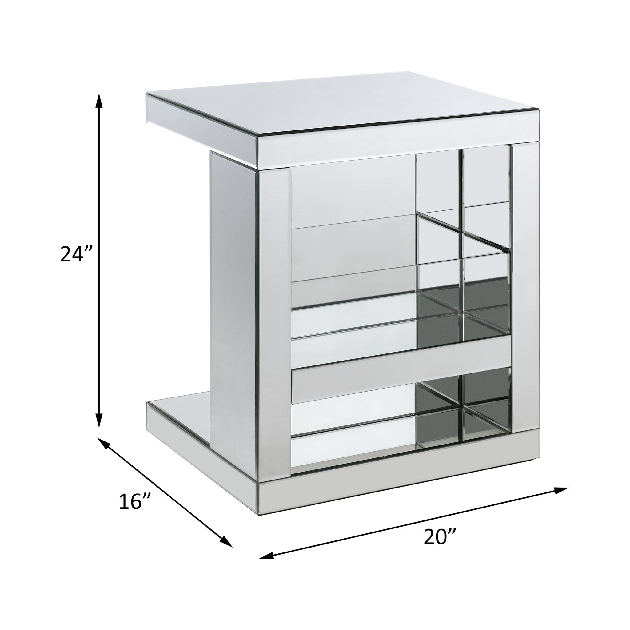 Meria - Mesa auxiliar - Espejo y vidrio transparente - 24"
