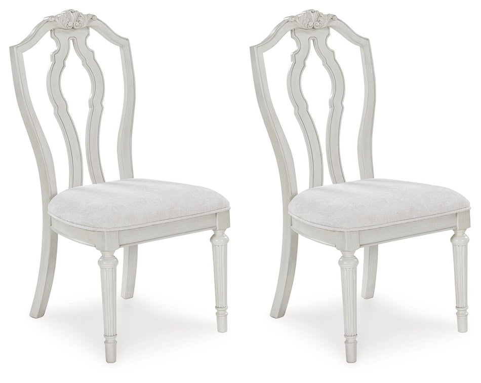 Montelaine - Silla de comedor tapizada en blanco antiguo (juego de 2)