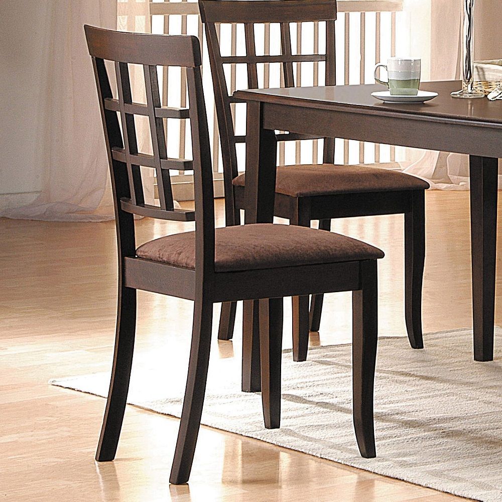 Cardiff - 18" Side Chair (Set of 2) - Dark Brown Microfiber & Espresso