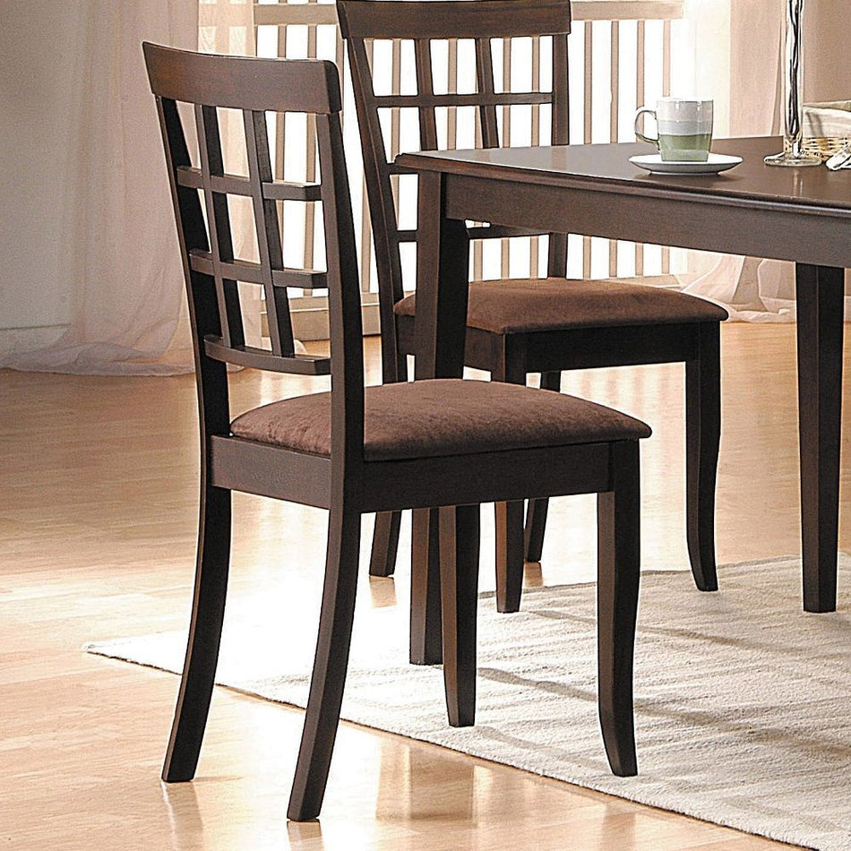 Cardiff - 18" Side Chair (Set of 2) - Dark Brown Microfiber & Espresso