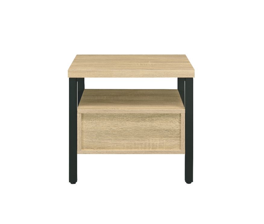 Yawan - Mesa auxiliar - Acabado en roble y negro