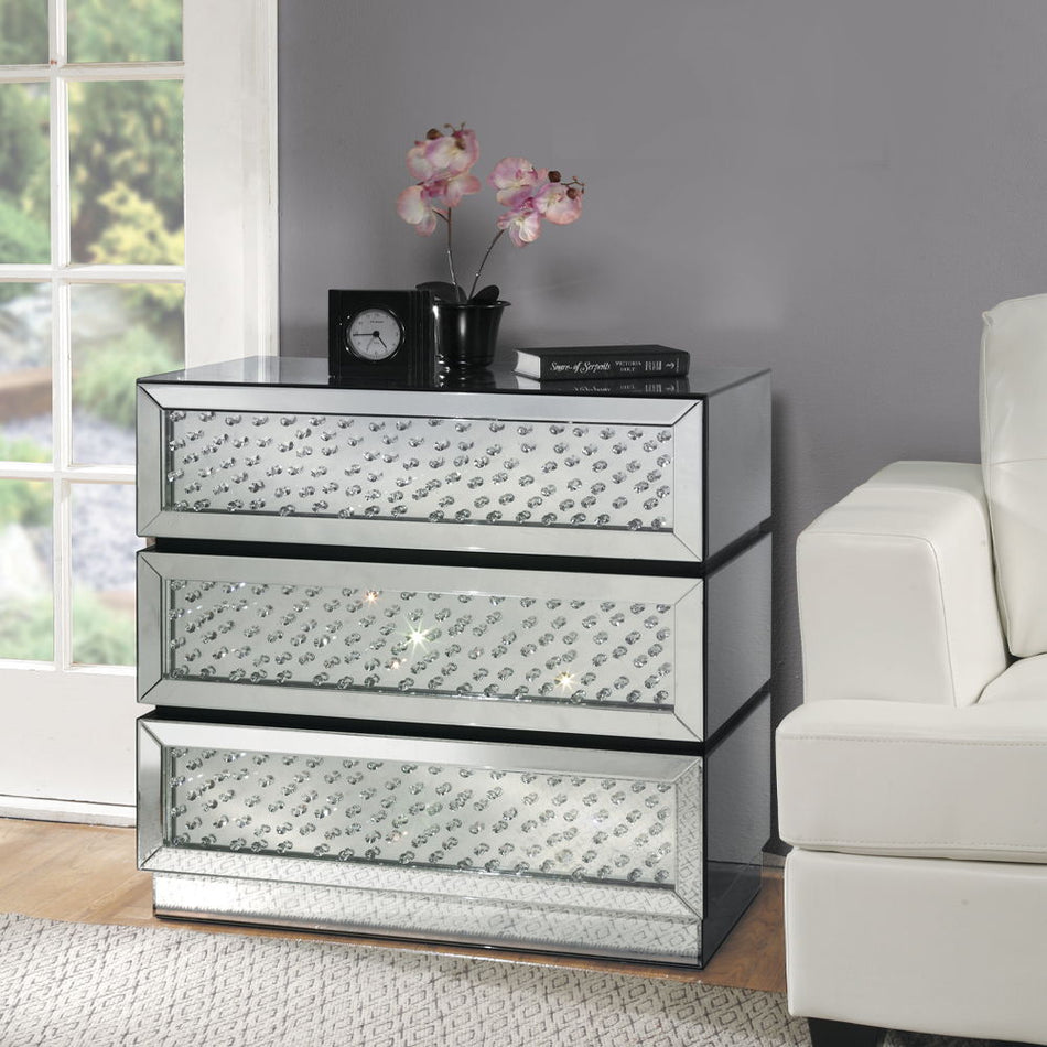 Nysa - Console Cabinet - Mirrored & Faux Crystals
