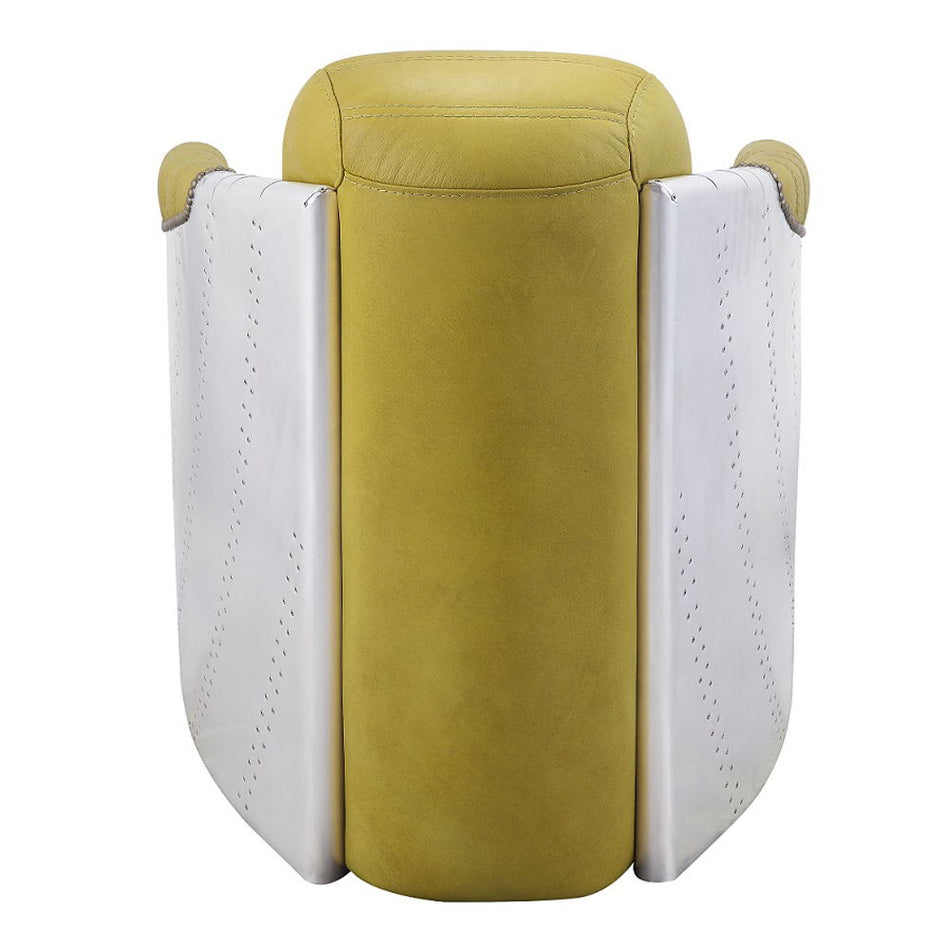 Brancaster - Silla decorativa - Cuero de grano superior amarillo y aluminio