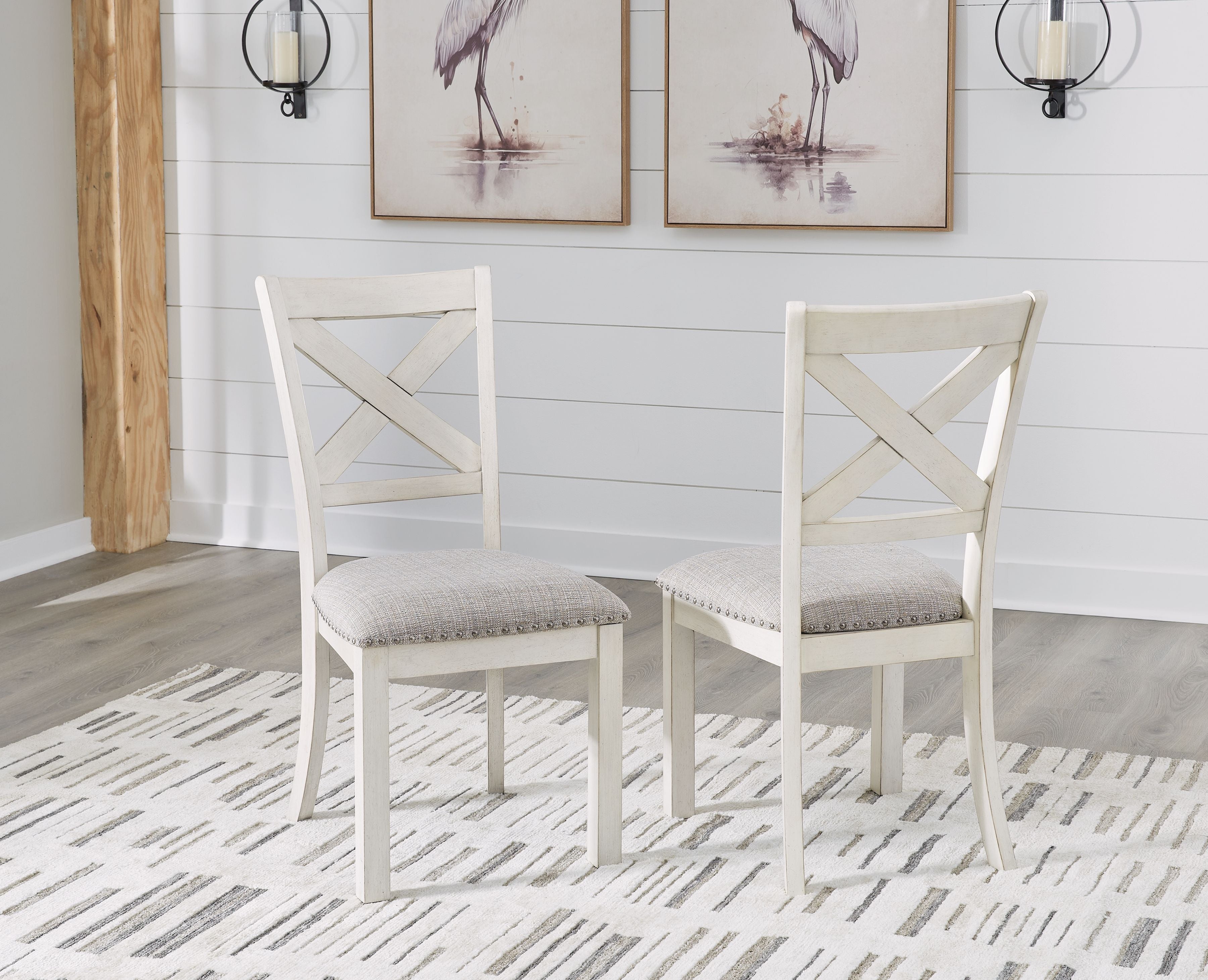 Robbinsdale - Silla de comedor tapizada en blanco antiguo (juego de 2)