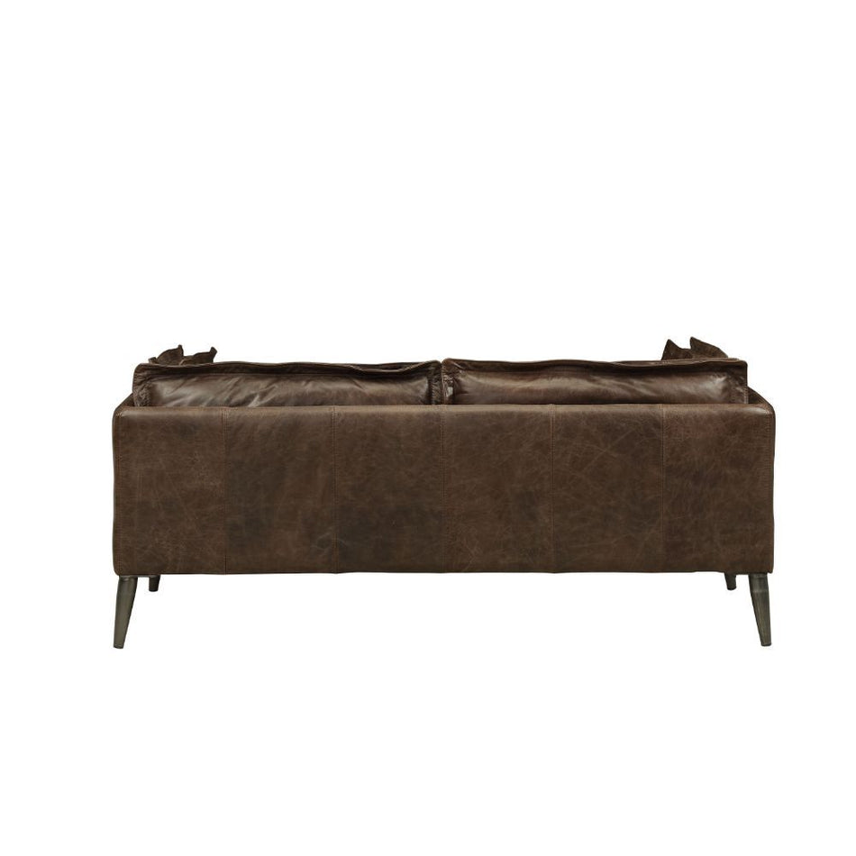 Porchester - Loveseat - Cuero flor de primera calidad color chocolate Distress