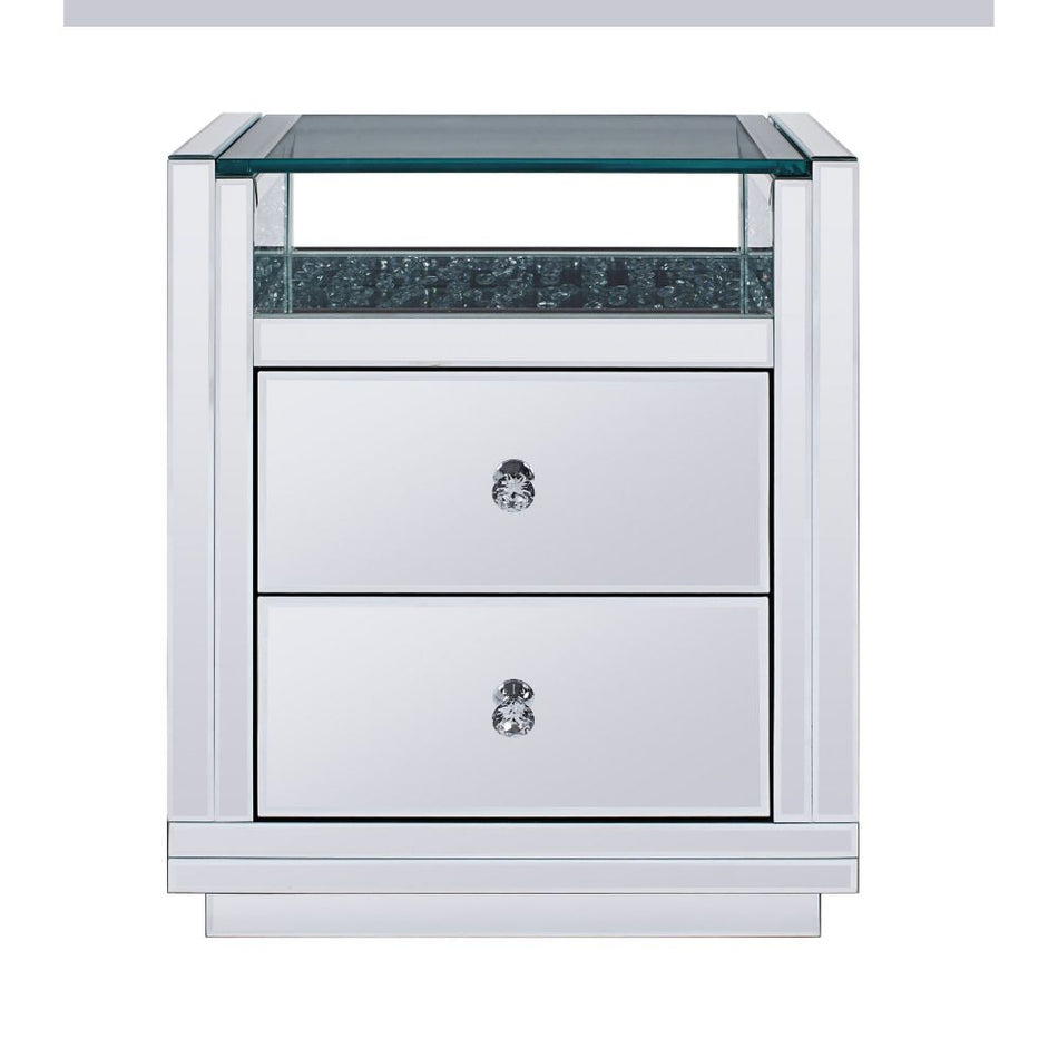 Nysa - 20" X 14" Accent Table - Mirrored & Faux Crystals
