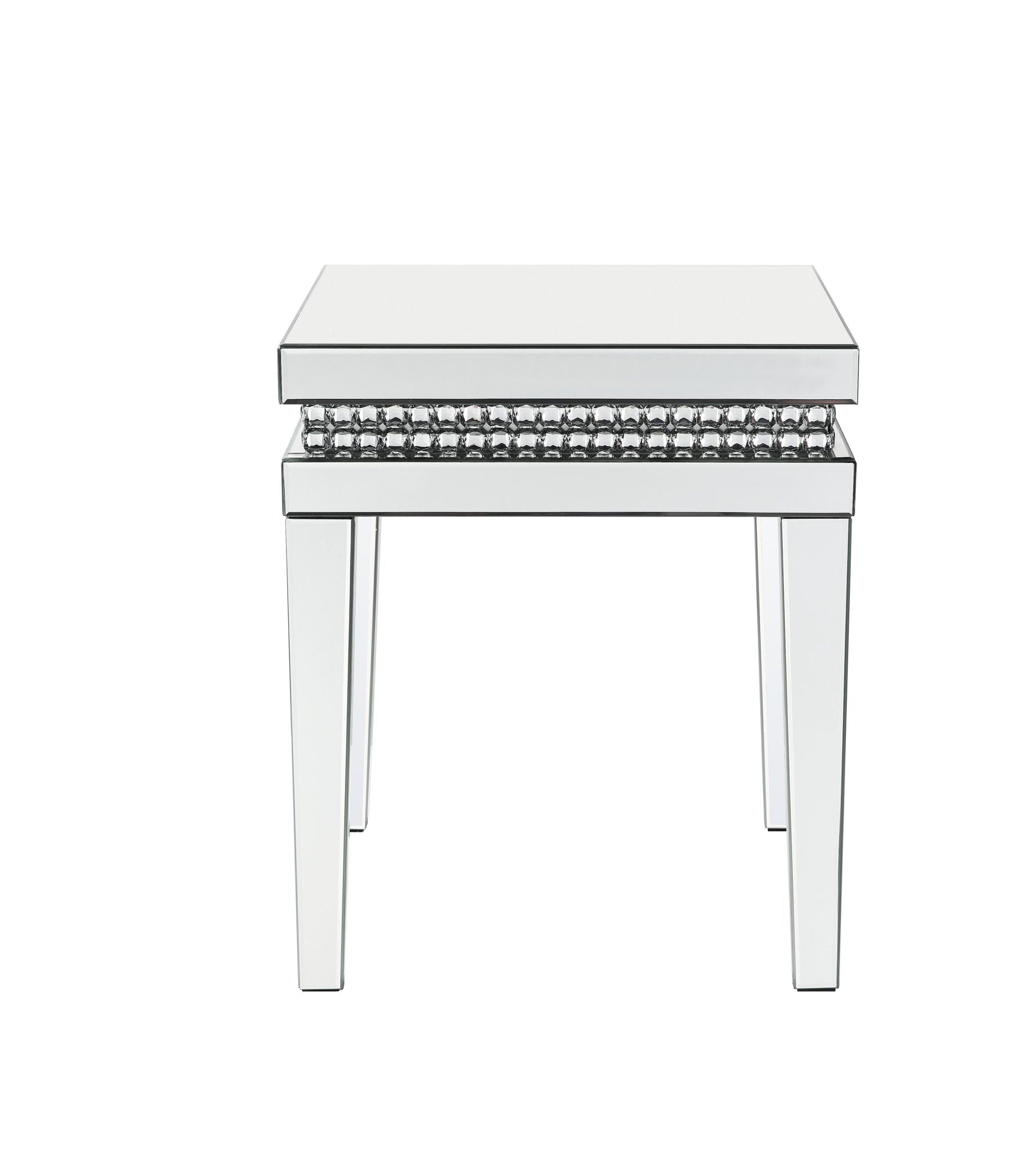 Mesa auxiliar Lotus con espejo e incrustaciones de cristales falsos