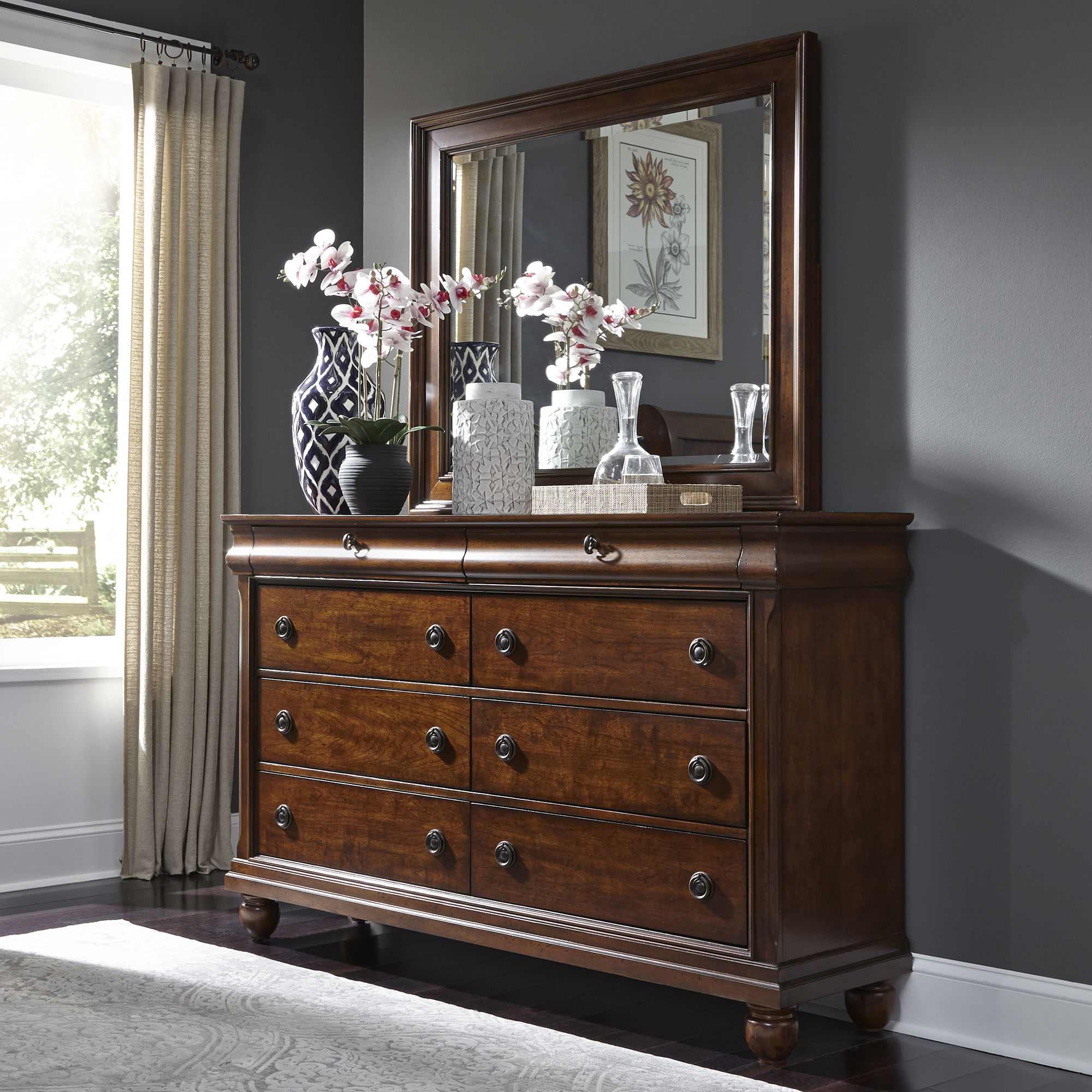 Rustic Traditions - 8 Drawer Dresser - Dark Brown
