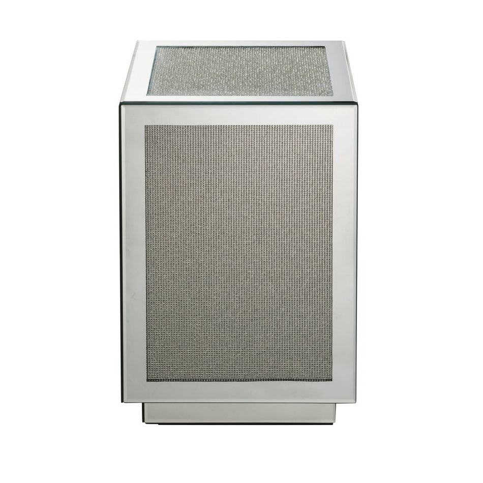 Noralie - 20" Accent Table - Mirrored, Faux Diamonds