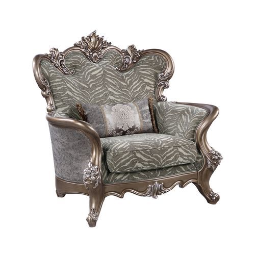 Elozzol - Silla con cojín - Acabado en bronce antiguo y tela - Madera