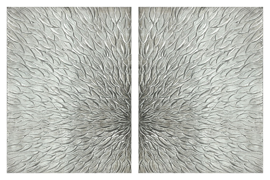 40x30 Hand Painted Textured Canvas - Pearl Silver
