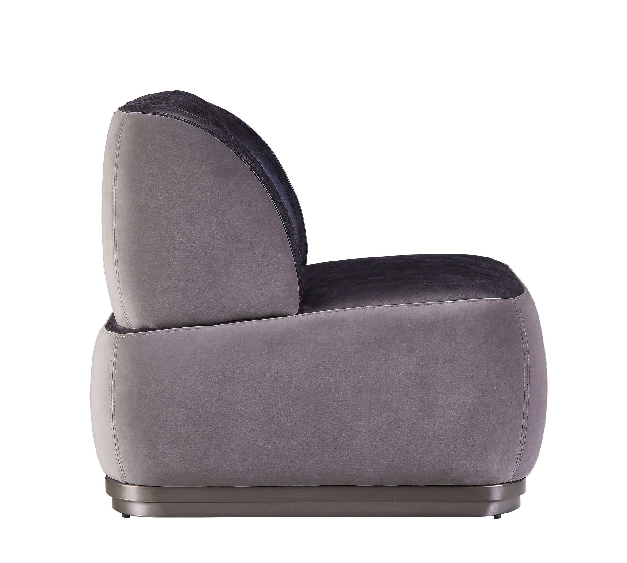 Decapree - Silla decorativa - Cuero de grano superior de pizarra antigua y terciopelo gris