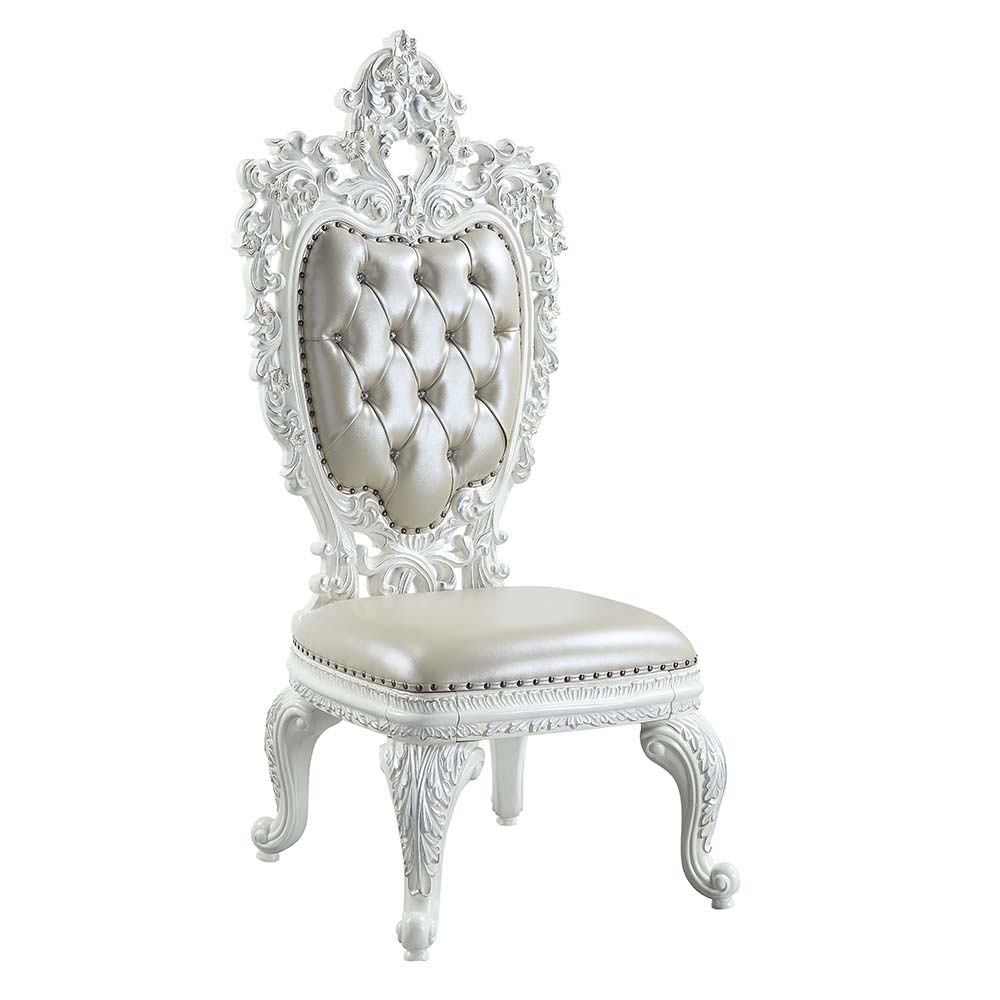 Vanaheim - Silla auxiliar (juego de 2) - Acabado en PU beige y blanco antiguo