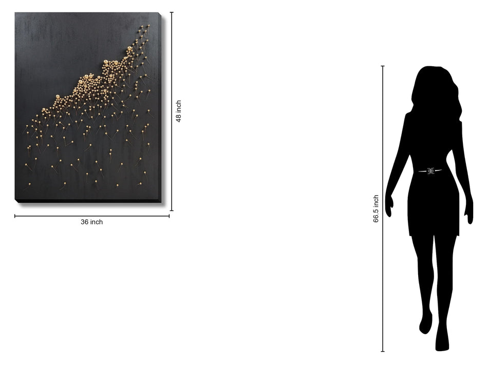 Golden Cluster Drift - 36" x 48" Framed Wall Art