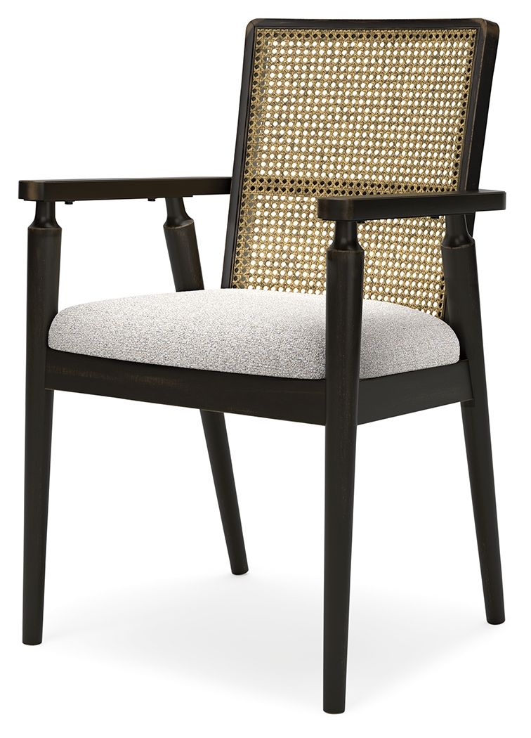Galliden - Negro - Silla de comedor tapizada con brazos (juego de 2)