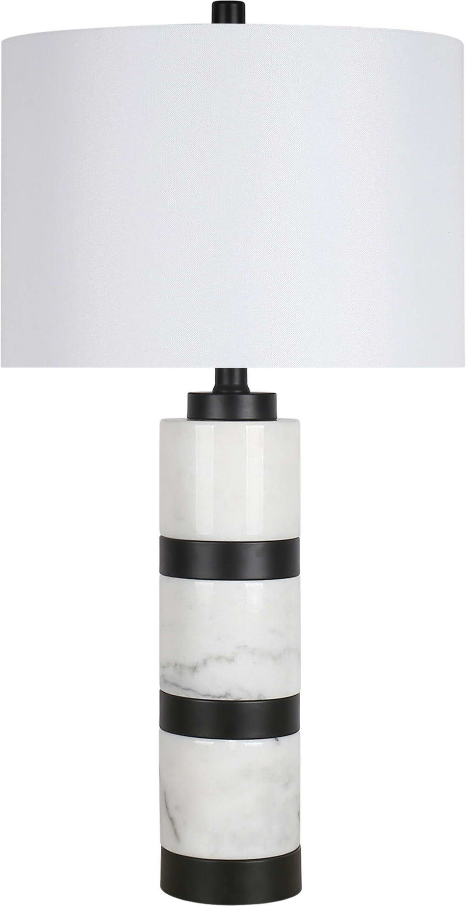 "Marble Harmony" Marble Table Lamp - White Marble / Matte Black