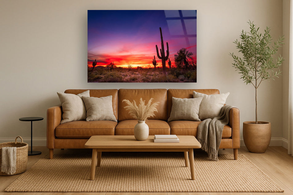 Tempered Glass With Foil - Desert Cactus - Purple