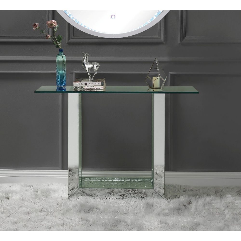 Nysa - Mesa auxiliar - Plata perla - Madera