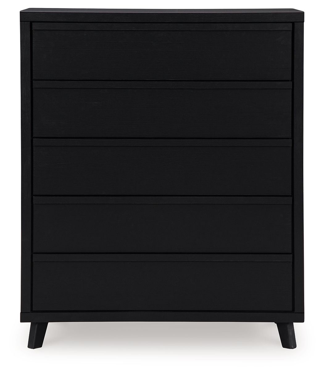 Danziar - Negro - Cómoda ancha de cinco cajones