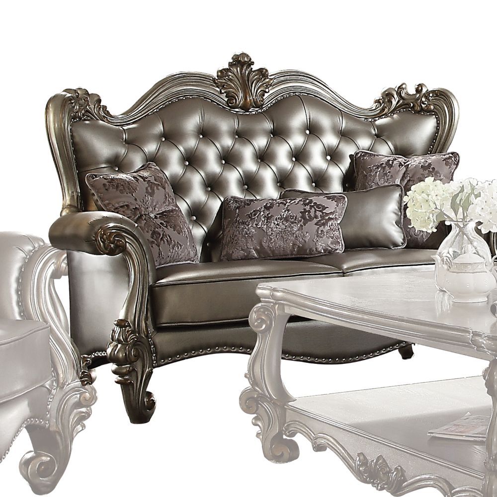 Versalles - Loveseat - PU plateado y platino antiguo