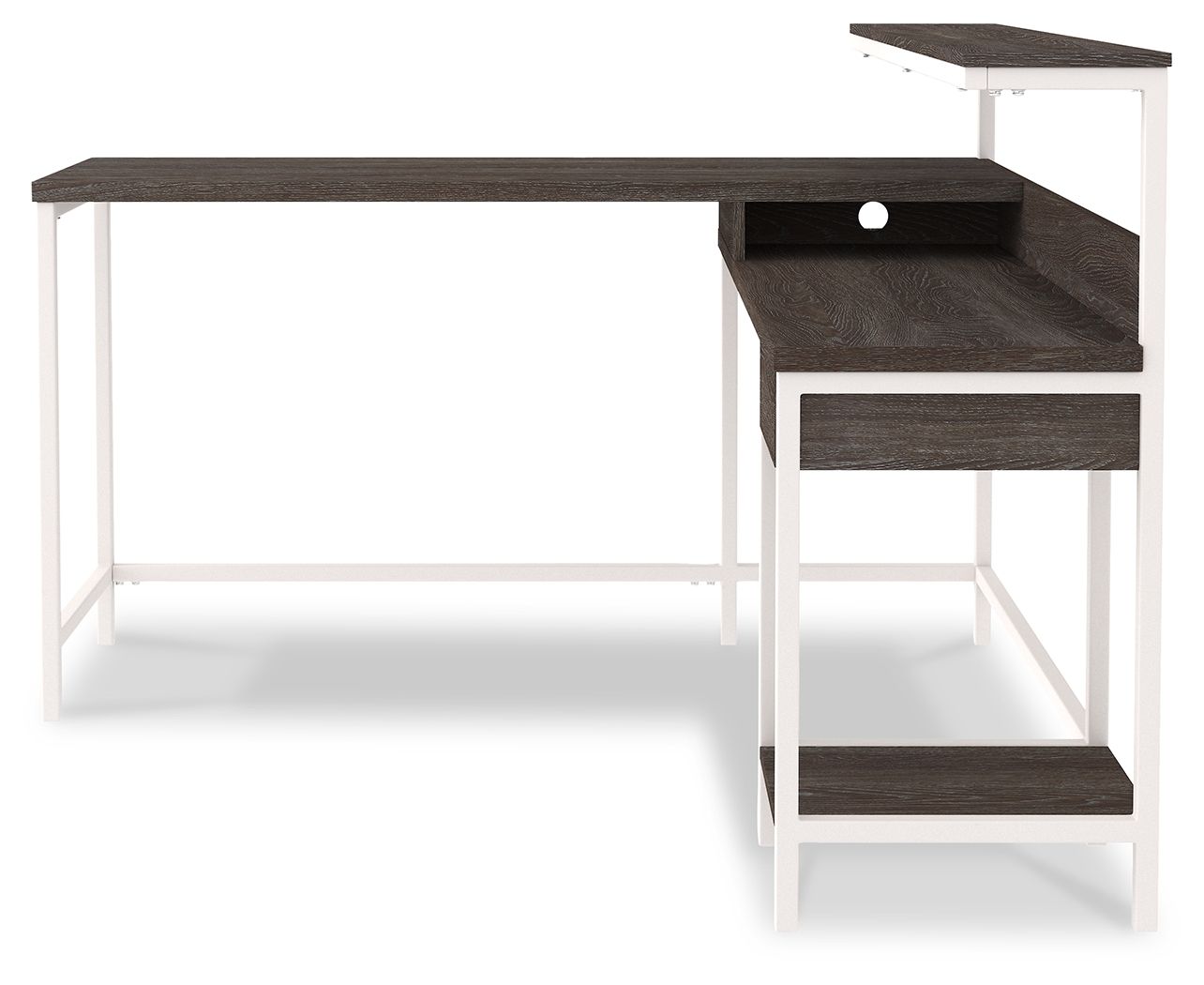 Escritorio en forma de L con espacio de almacenamiento Dorrinson - Blanco / Negro / Gris