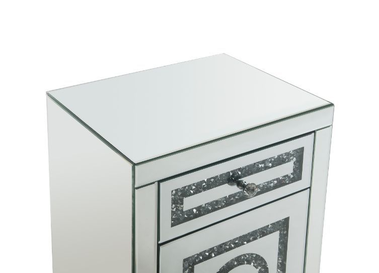 Noralie - Mesa auxiliar con cajones de almacenamiento - Espejo y diamantes falsos - 26"